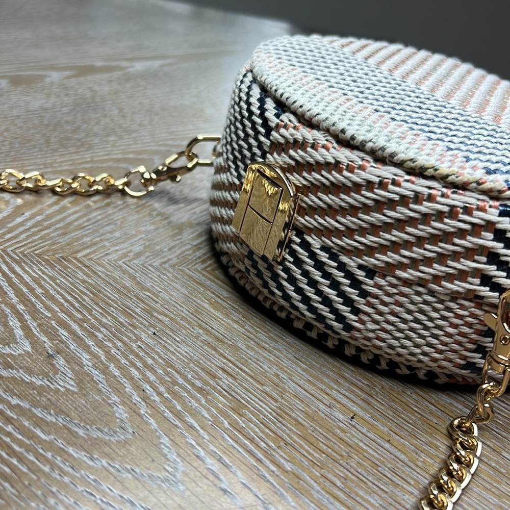 ALESSIA Bianchi Woven Circle Stripe Crossbody - Beige Multi - Picture 2 of 7